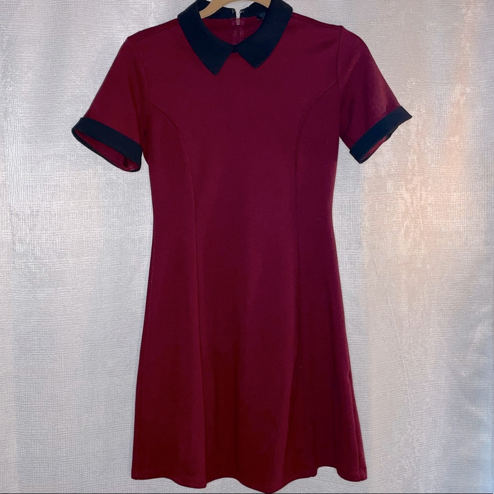 Wine Peter Pan Dress-Size SM